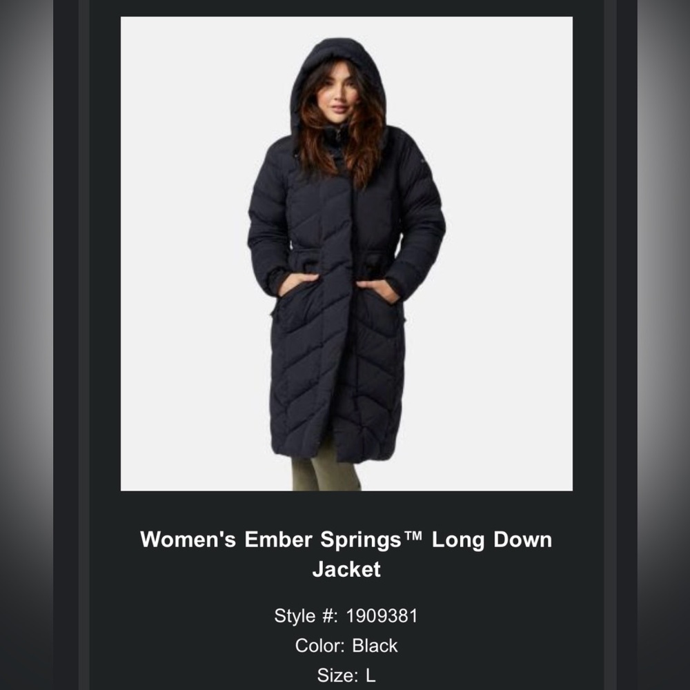 Columbia Embers Springs Down Parka Jacket- women’s size large - black